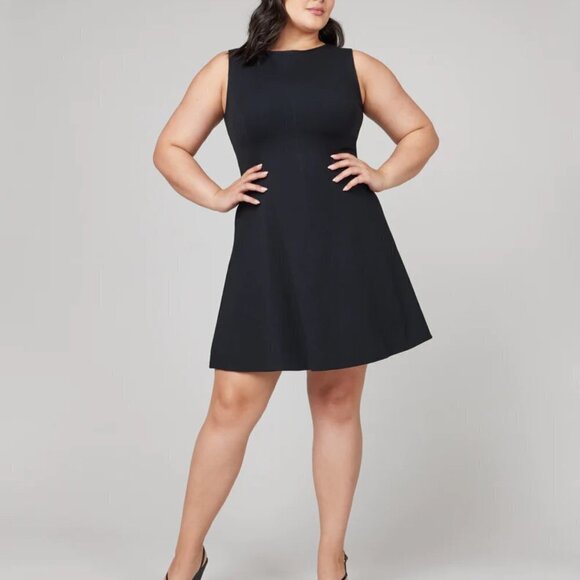 Spanx Perfect Fit & Flare Dress Women's Size L Black Stretch - Picture 1 of 10